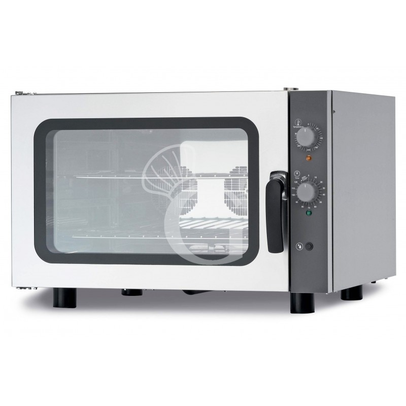 Horno eléctrico de convección para pastelería con humidificador, controles mecánicos, monofásico para 4 bandejas 600x400 mm