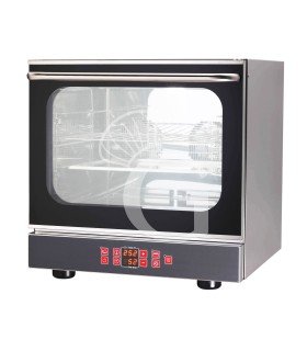 Horno eléctrico de convección para cruasanes, humidificador y grill, puerta abatible, control electrónico, 4 bandejas GN 2/3