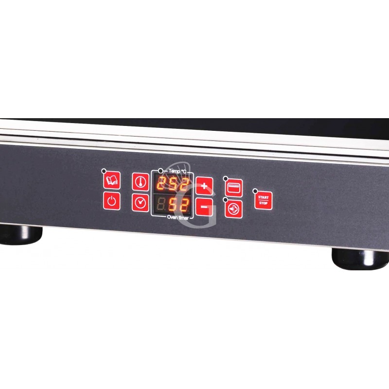 Horno eléctrico de convección para cruasanes, humidificador y grill, puerta abatible, control electrónico, 4 bandejas GN 2/3