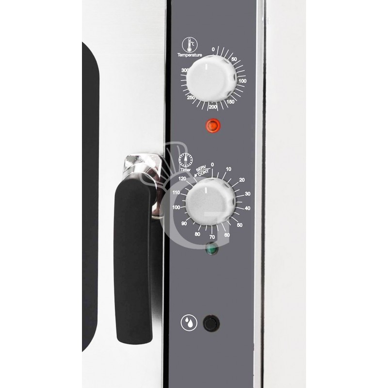 Horno eléctrico de convección para cruasanes, humidificador, apertura lateral, controles mecánicos, monofásico 4 bandejas GN2/3