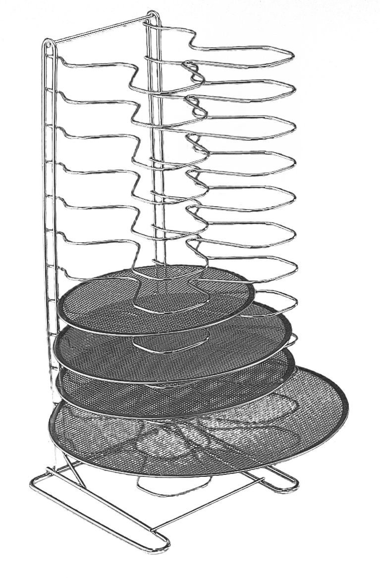 Soporte vertical rejillas de acero inoxidable para 18 bandejas, A 700 mm