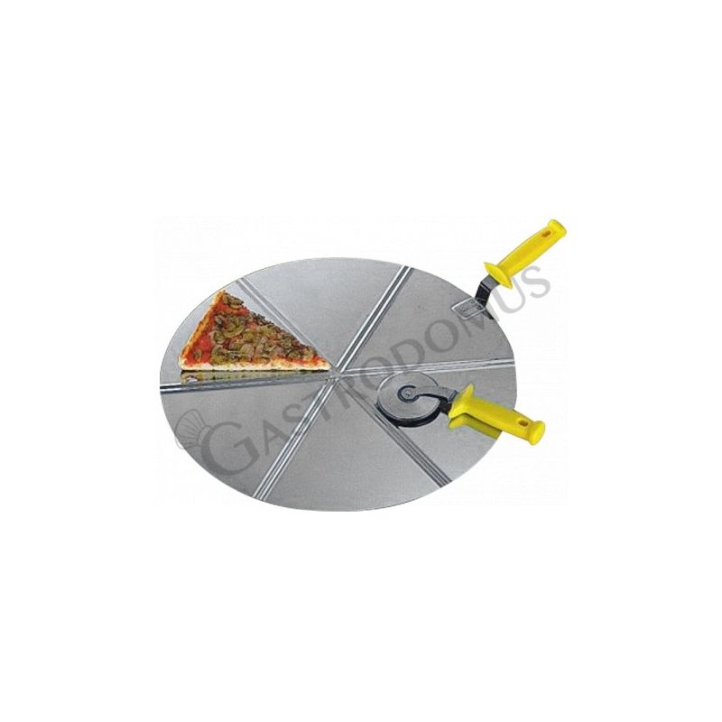 Pala para pizza de acero inoxidable de 450 mm de diámetro - 6 porciones