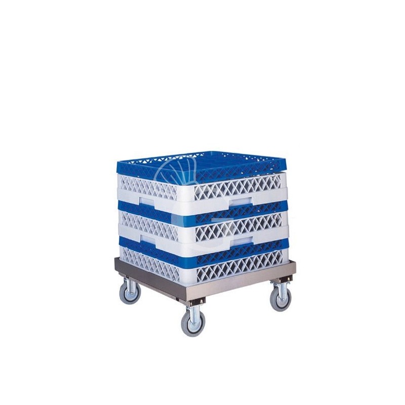 Carro para cestas de vajillas de acero inoxidable sin asa L 520 mm x P 520 mm x A 200 mm