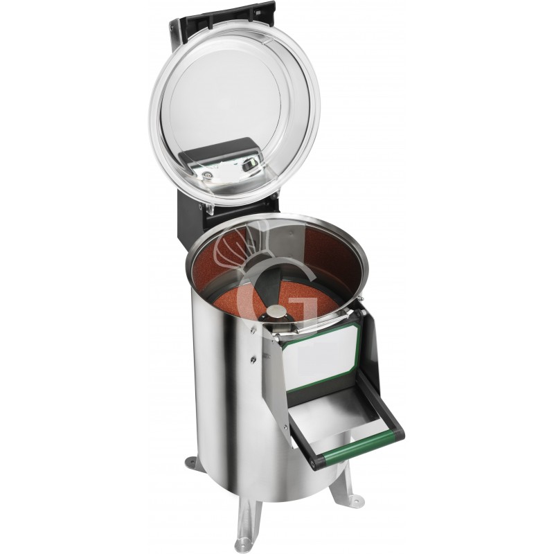 Peladora de patatas de suelo con abrasivo lateral, monofásica, capacidad de 10 kg, rendimiento de 120 kg/h