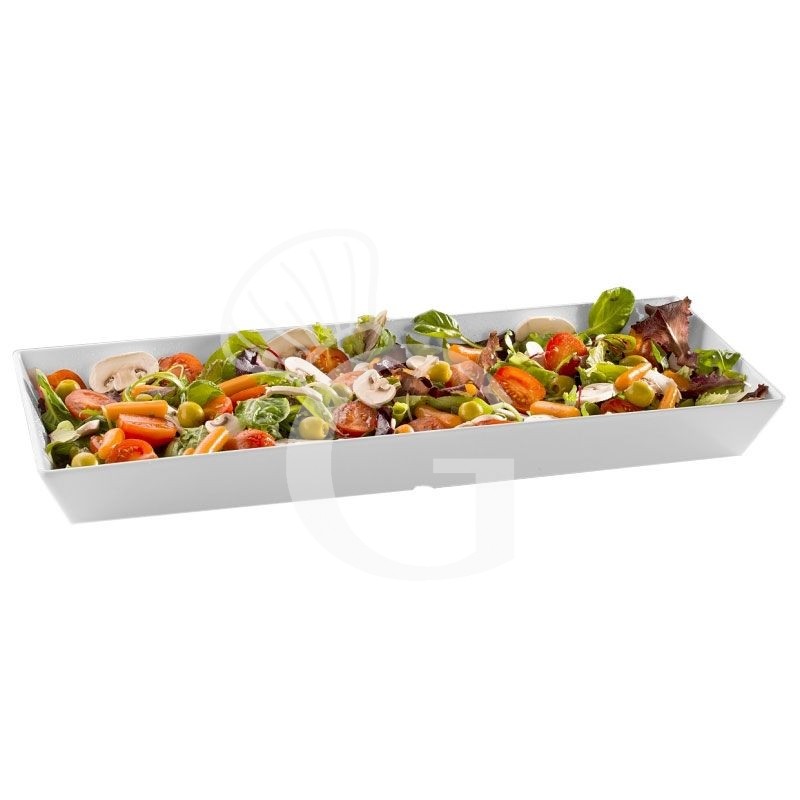 Bandeja de presentación rectangular de melamina con dimensiones L 500 mm x P 250 mm x A 50 mm