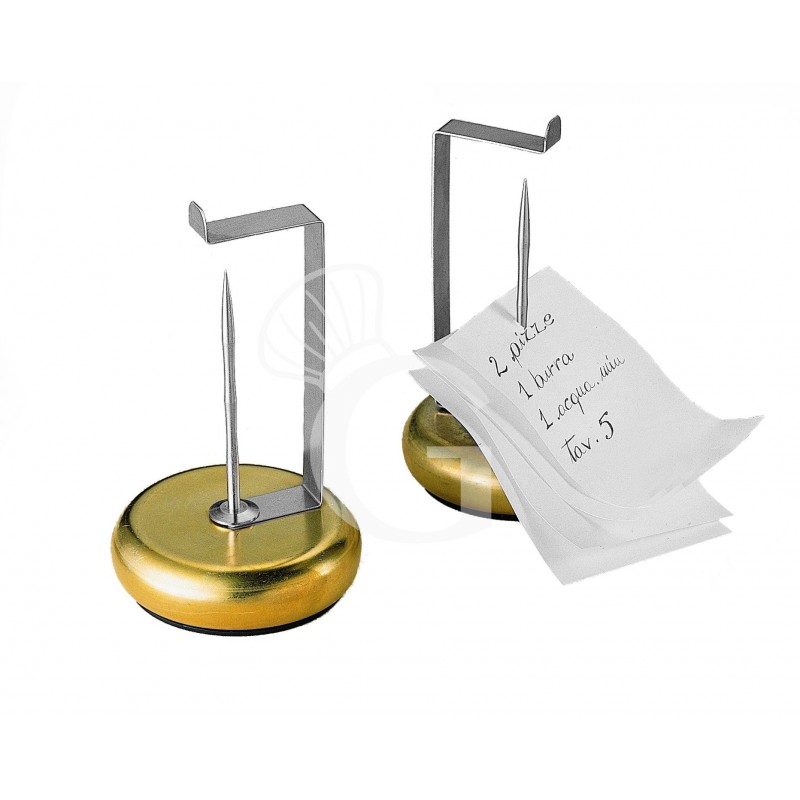 Pincho para comandas con base de latón y pincho de acero inoxidable L 100 mm x P 100 mm x A 140 mm