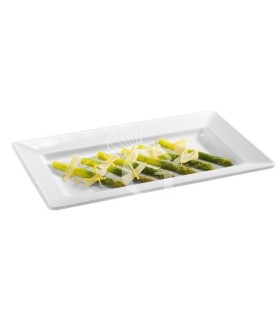 Plato rectangular de melamina con dimensiones L 358 mm x P 205 mm x A 38 mm