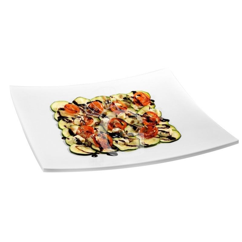 Plato cuadrado de melamina con dimensiones L 350 mm x P 350 mm x A 40 mm