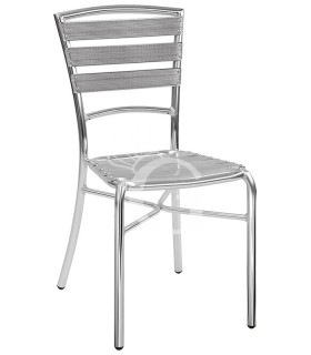 Silla Next con estructura, asiento y respaldo de aluminio anodizado y soldado
