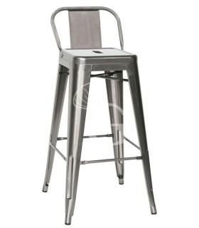 Taburete Zac con estructura, asiento y respaldo de metal pintado