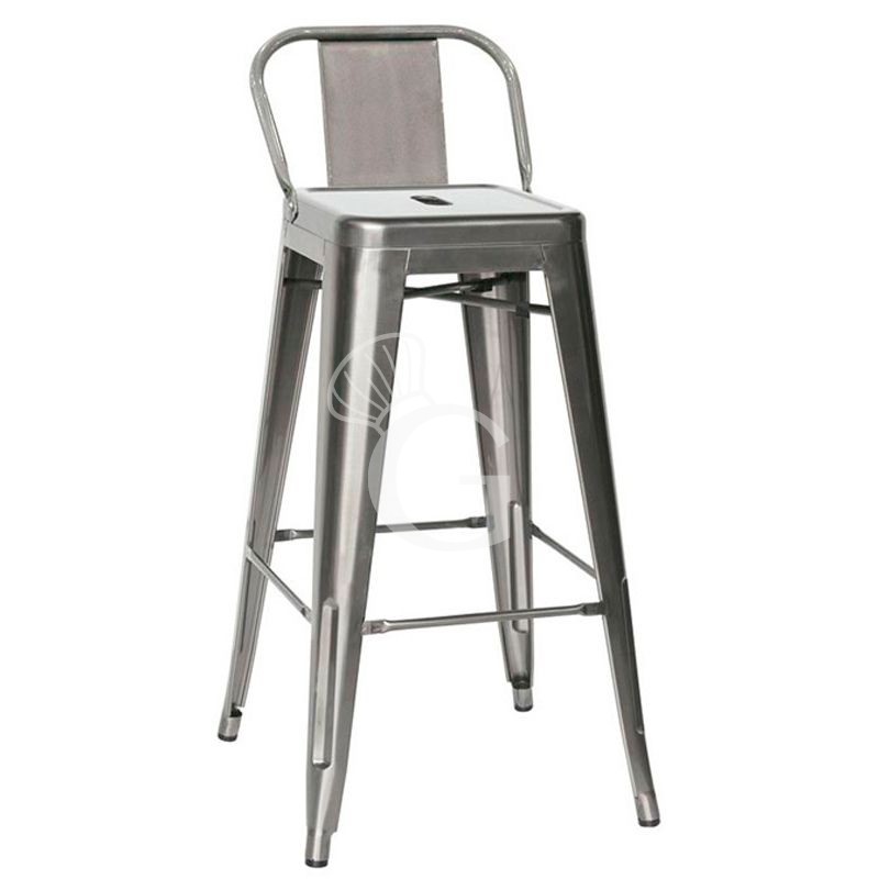 Taburete Zac con estructura, asiento y respaldo de metal pintado
