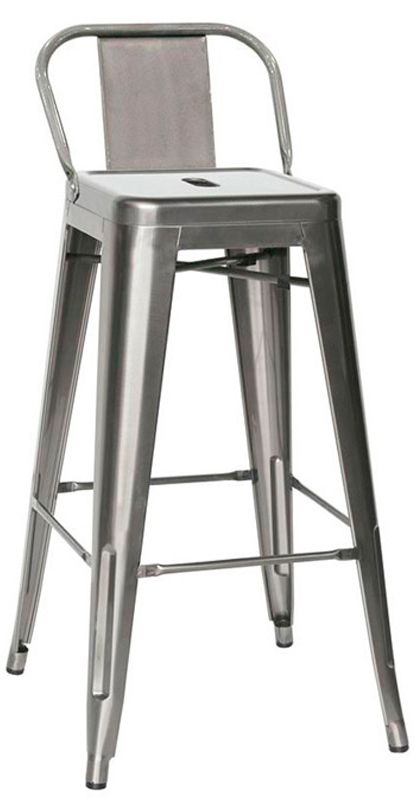 Taburete Zac con estructura, asiento y respaldo de metal pintado