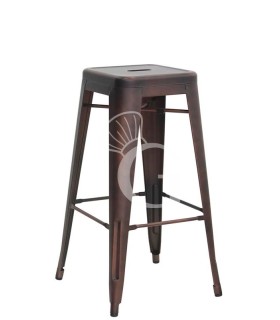 Taburete Rifle con estructura y asiento en metal pintado efecto gris mate
