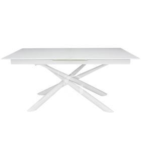 Mesa con estructura de metal pintado y encimera extensible de vidrio, L 1800/2200 mm
