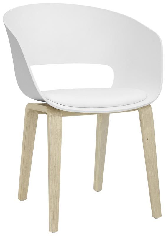 Silla Zeta con estructura de madera, carcasa de polipropileno y cojín de cuero sintético