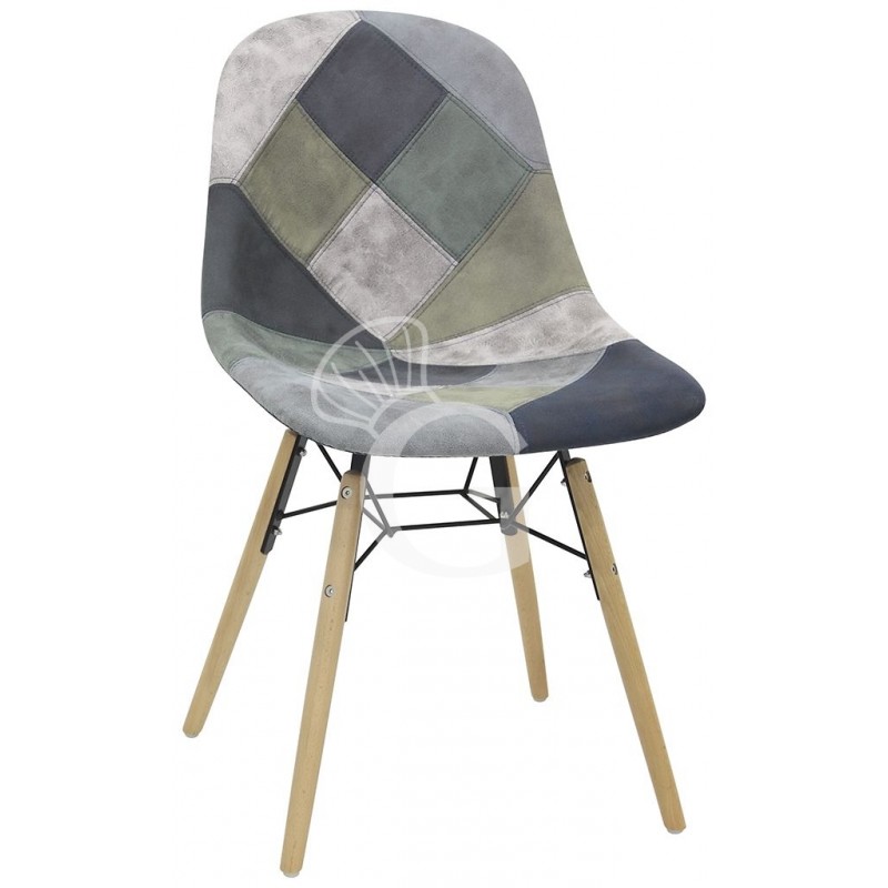 Silla Doha con estructura de madera y metal y revestimiento de tela