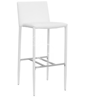 Taburete Tivoli con estructura de metal cromado y revestimiento de cuero sintético