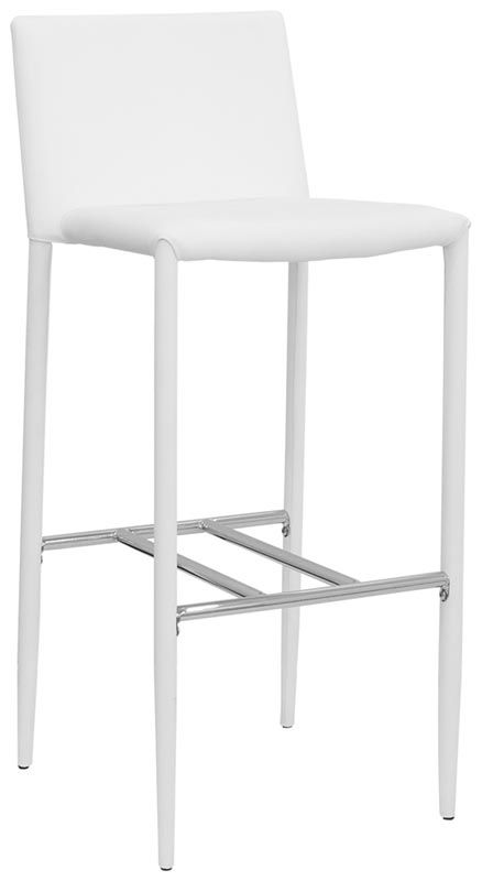 Taburete Tivoli con estructura de metal cromado y revestimiento de cuero sintético
