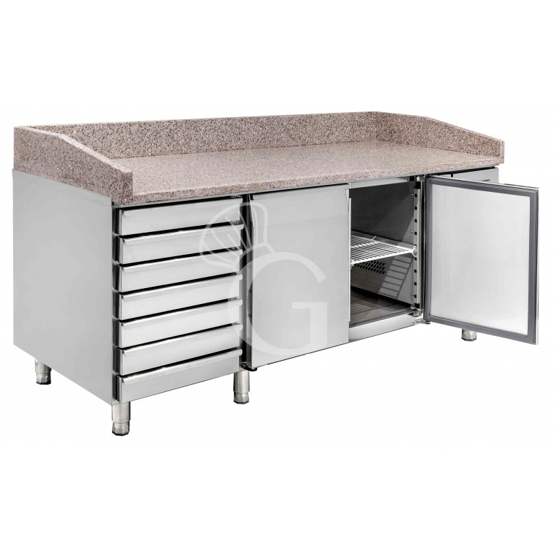 Mesa Refrigerada para pizza 600X400 2 Puertas 7 Cajones 390 LT