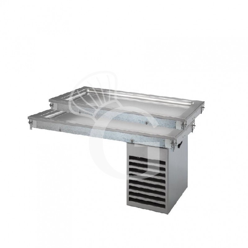 Bandeja refrigerada estática de acero inoxidable de 2 niveles - dimensiones L 2110 x P 640 x A 570 mm