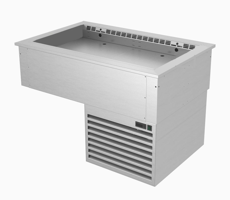 Bandeja refrigerada ventilada empotrable con cuba regulable - dimensiones L 2110 x P 740 x A 745 mm