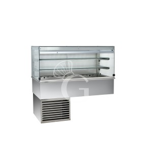 Vitrina refrigerada ventilada cúbica, 2 estantes, abierta lado cliente - L 1785 mm