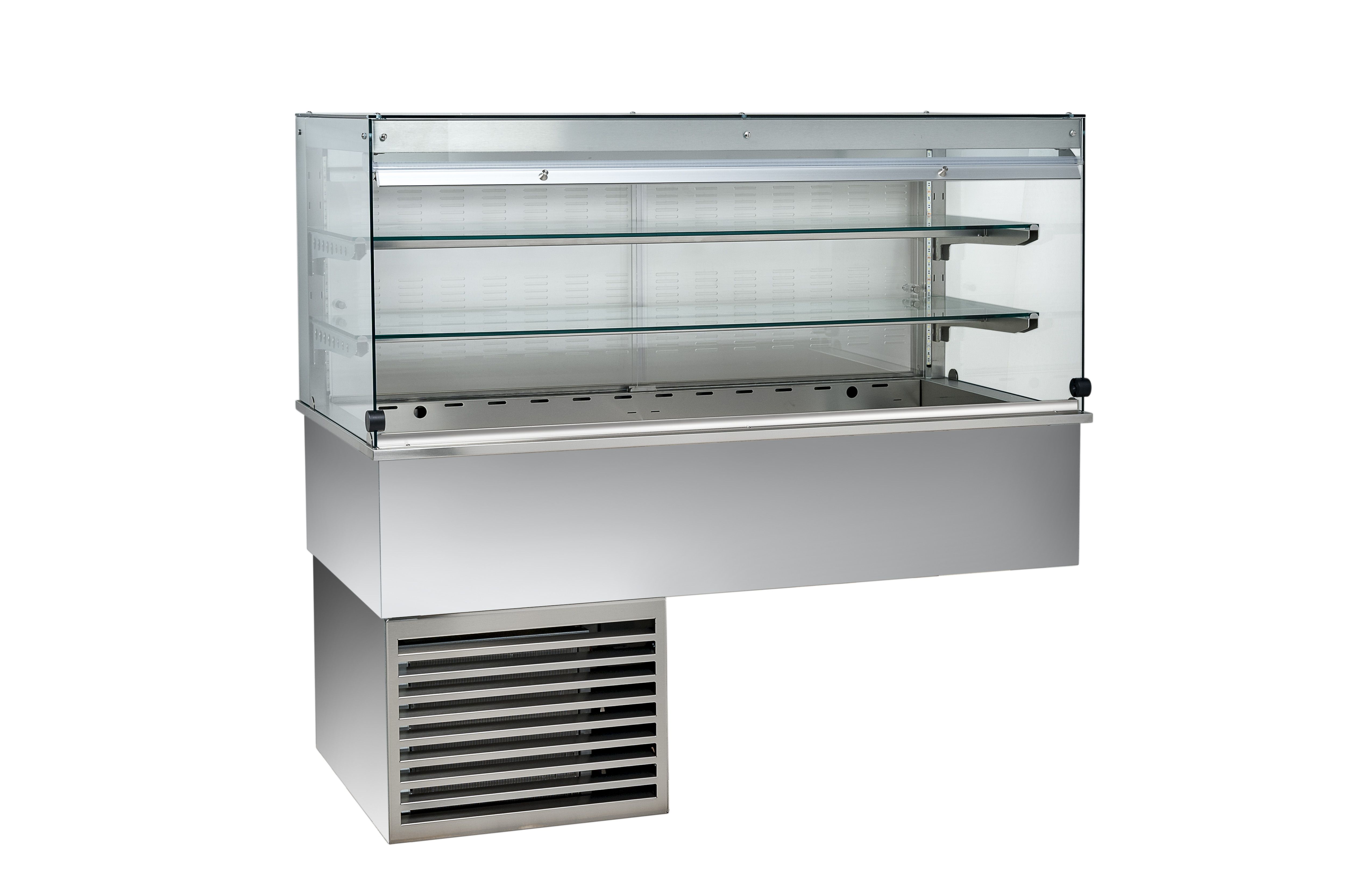Vitrina refrigerada ventilada cúbica, 2 estantes, cerrada lado cliente - L 1135 mm