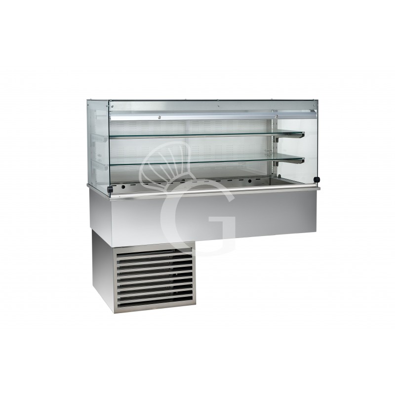 Vitrina refrigerada ventilada cúbica, 2 estantes, cerrada lado cliente - L 1460 mm
