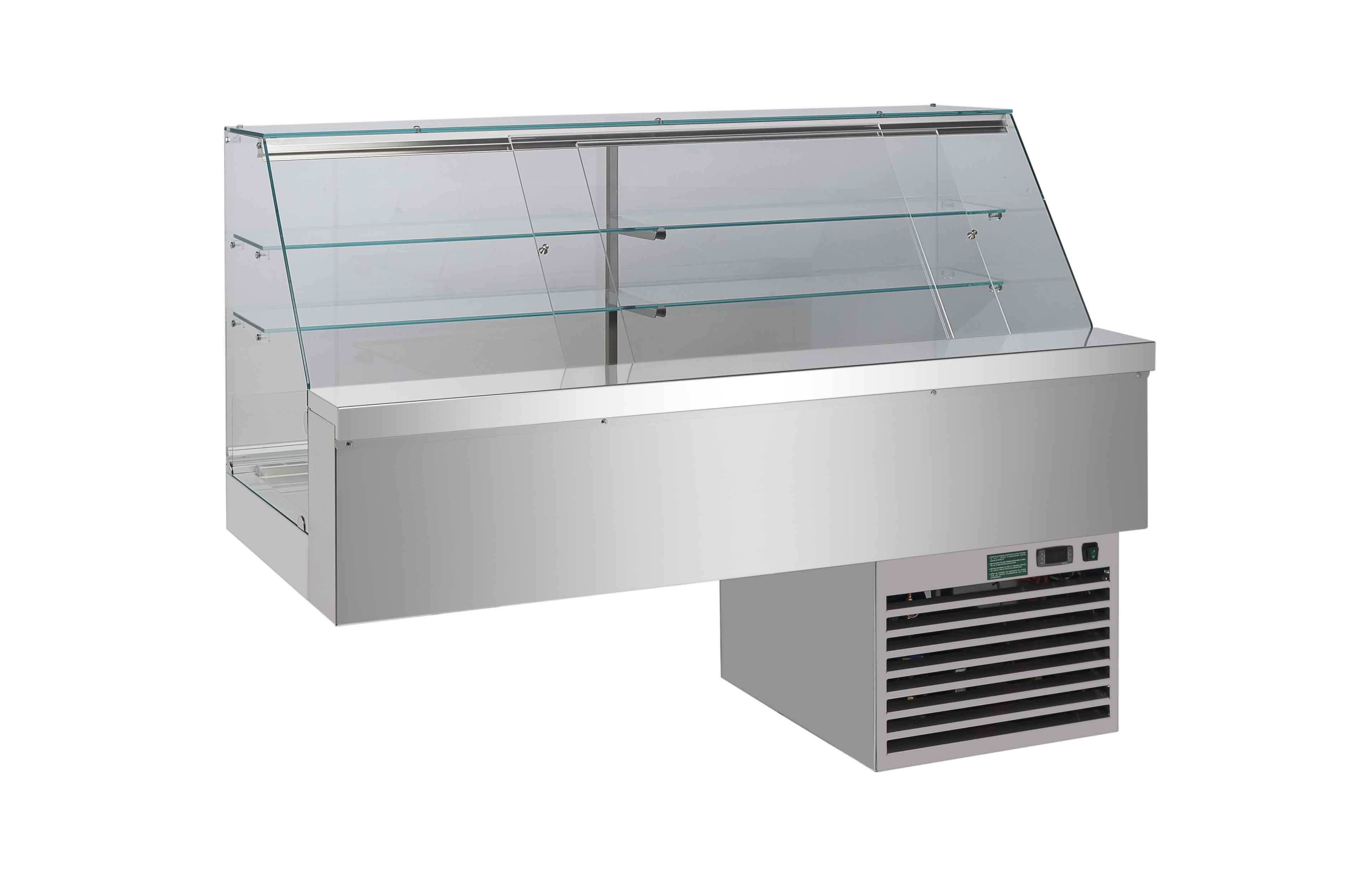 Vitrina refrigerada para sándwiches 2 estantes con unidad de refrigeración - L 1600 mm