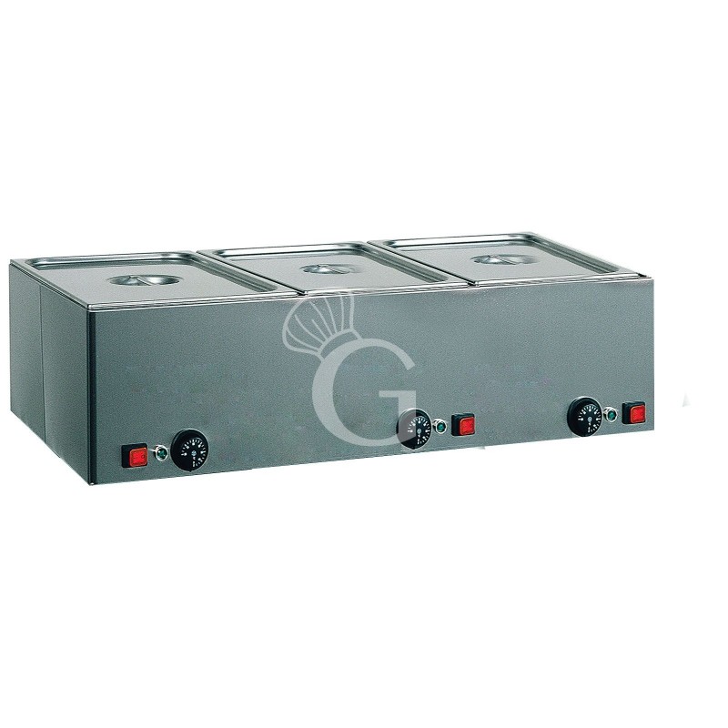 Mesa caliente de sobremesa 3 cubetas GN1/1 L 990 mm x P 540 mm x A 220 mm 1000 W + 1000 W + 1000 W