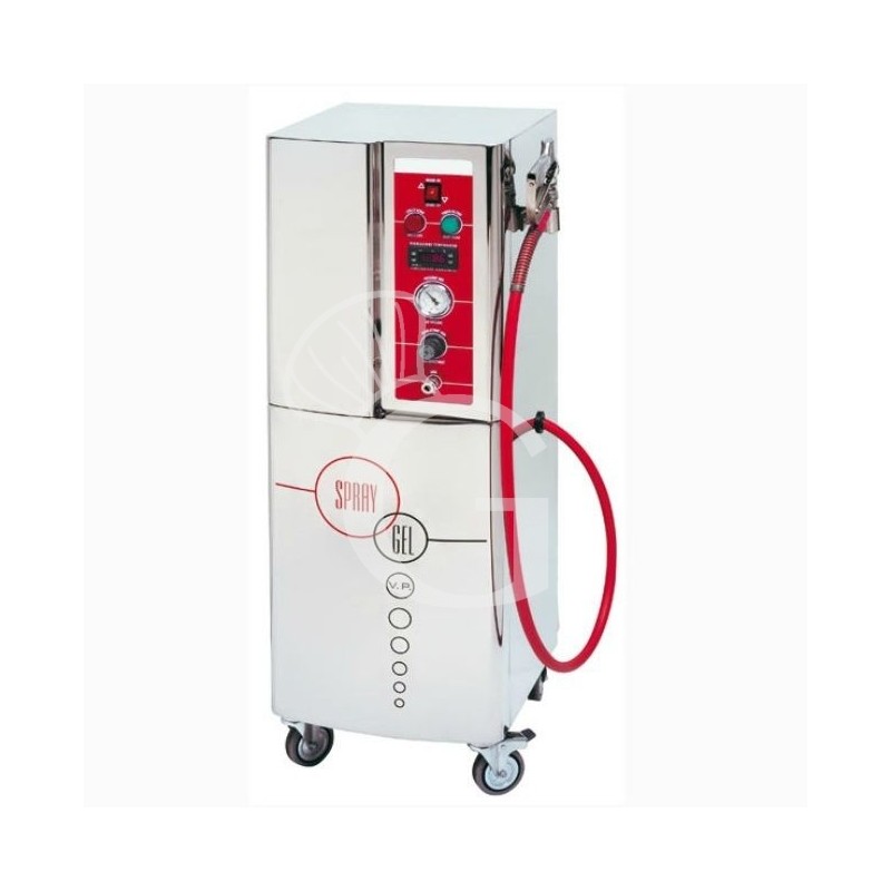 Máquina de pulverización de gelatina y líquidos sobre ruedas L 450 mm x P 420 mm x A 1100 mm