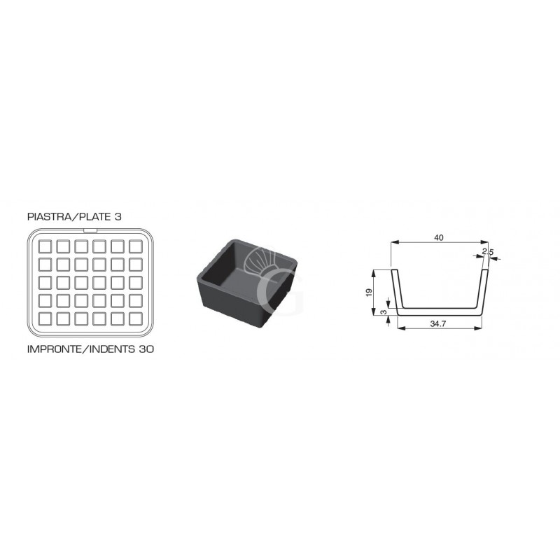 Juego de 2 placas con impresión cuadrada pequeña para Cookmatic y Cookmaticspecial