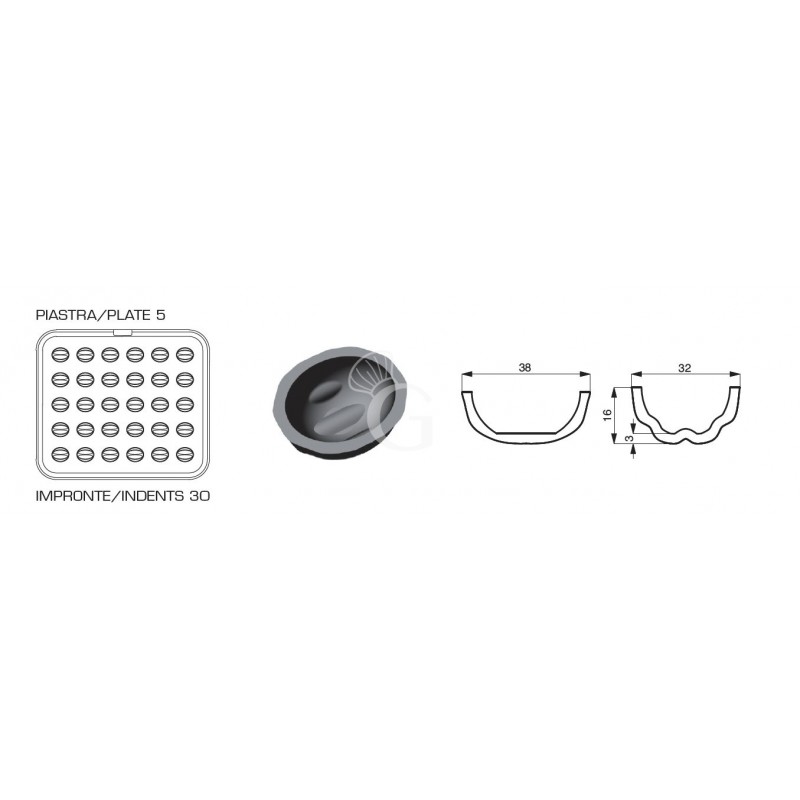 Juego de 2 placas con impresión en forma de nuez para Cookmatic y Cookmaticspecial