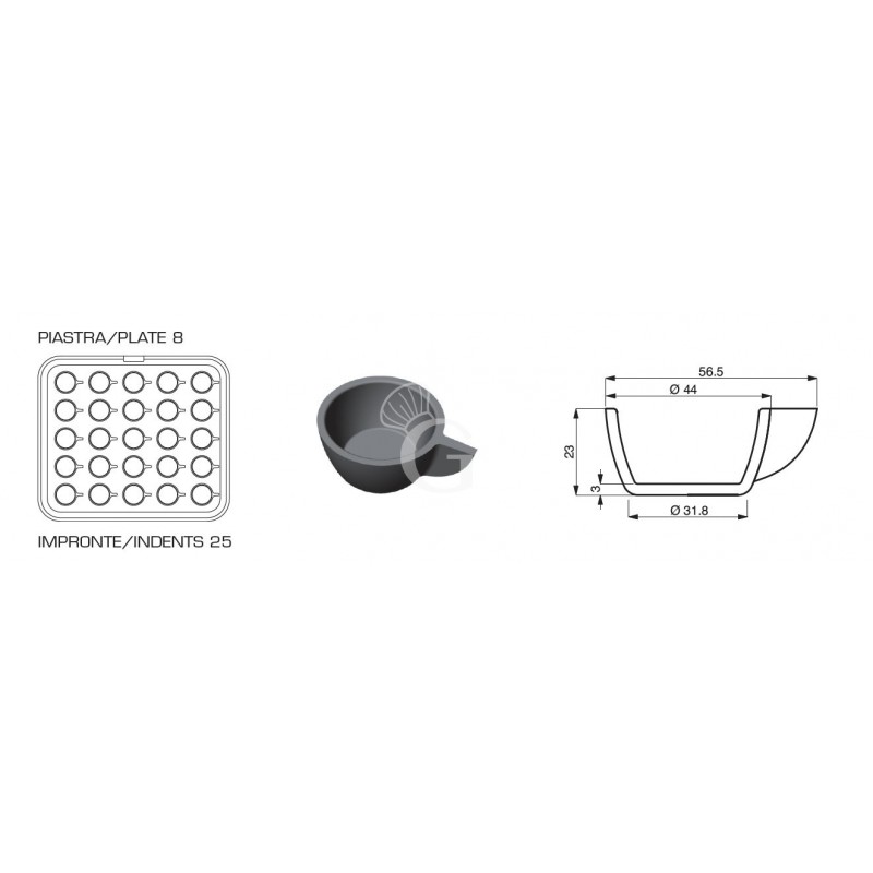 Juego de 2 placas con impresión en forma de taza para Cookmatic y Cookmaticspecial