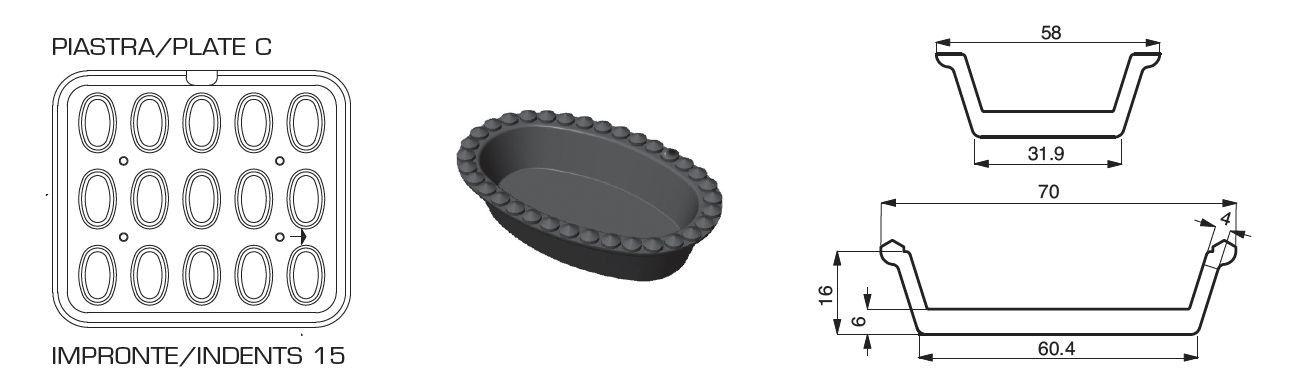 Juego de 2 placas con impresión en forma de barco para Cookmatic y Cookmaticspecial