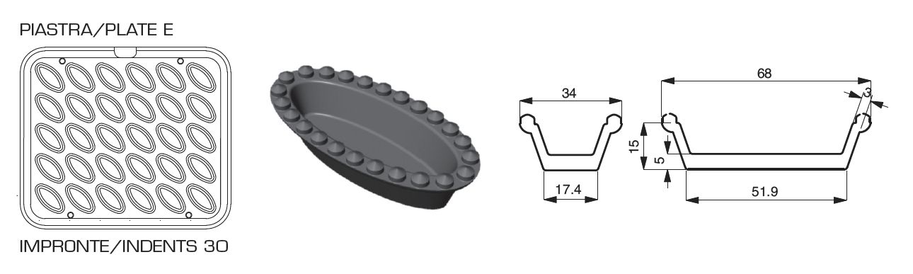 Juego de 2 placas con impresión en forma de barco pequeña para Cookmatic y Cookmaticspecial