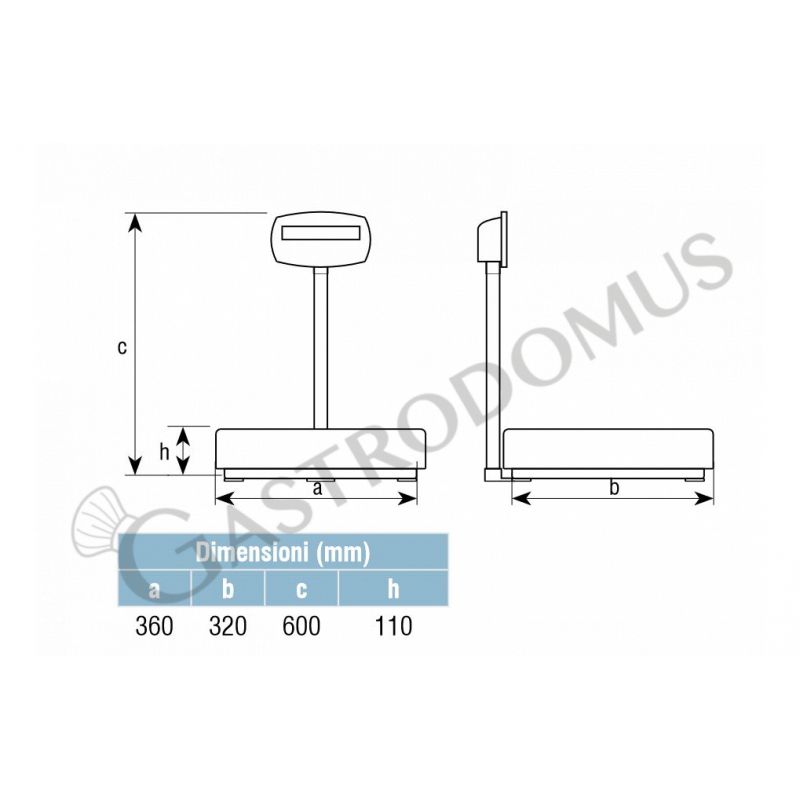 Báscula monocelular completa capacidad 6 kg precisión 0,5 g L 360 mm x P 320 mm x A 600 mm