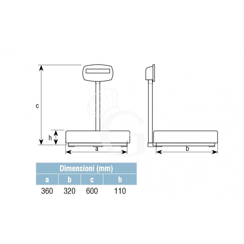Báscula monocelular completa capacidad 15 kg precisión 1 g L 360 mm x P 320 mm x A 600 mm