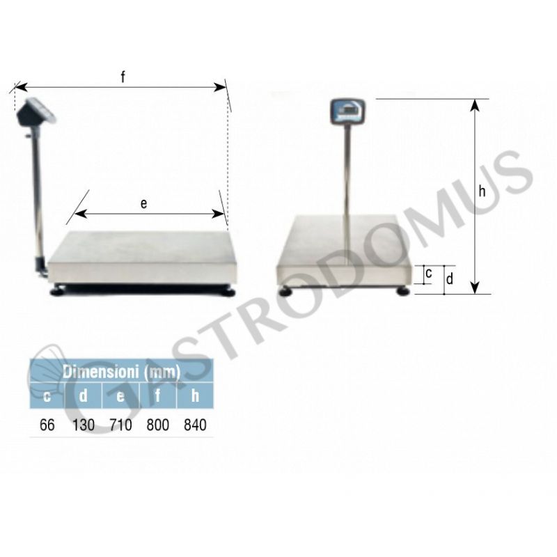 Báscula monocelular con capacidad de 150 kg y precisión de 20 g L 600 mm x P 500 mm x A 840 mm