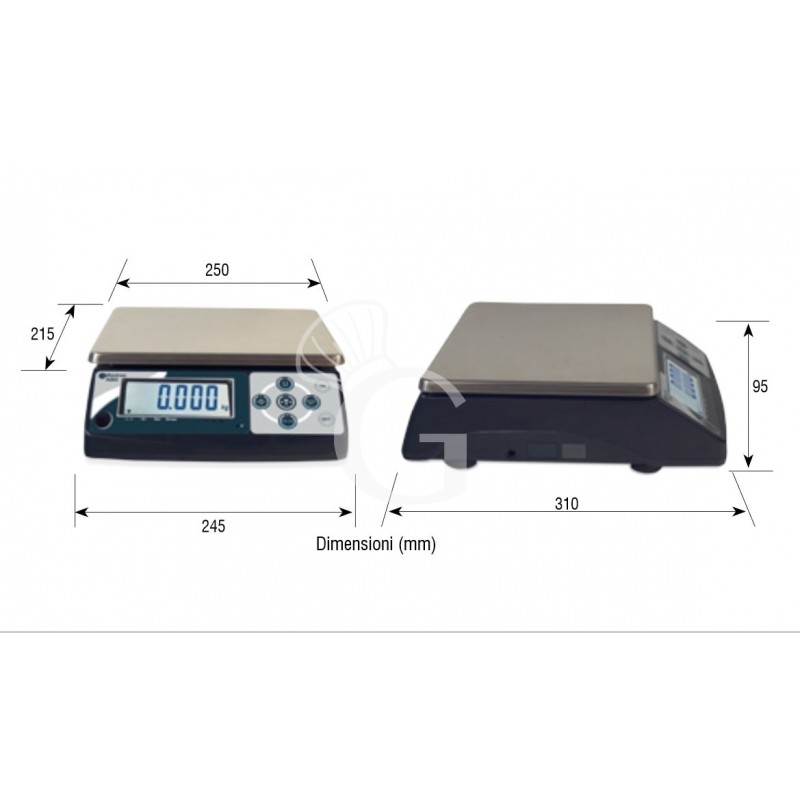 Balanza de control en ABS Pantalla LCD con capacidad de 1,5 kg y precisión de 0,1 g L 245 mm x P 310 mm x A 95 mm