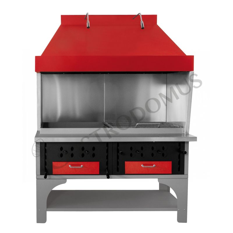 Barbacoa de carbón modular doble, Longitud 1500 mm