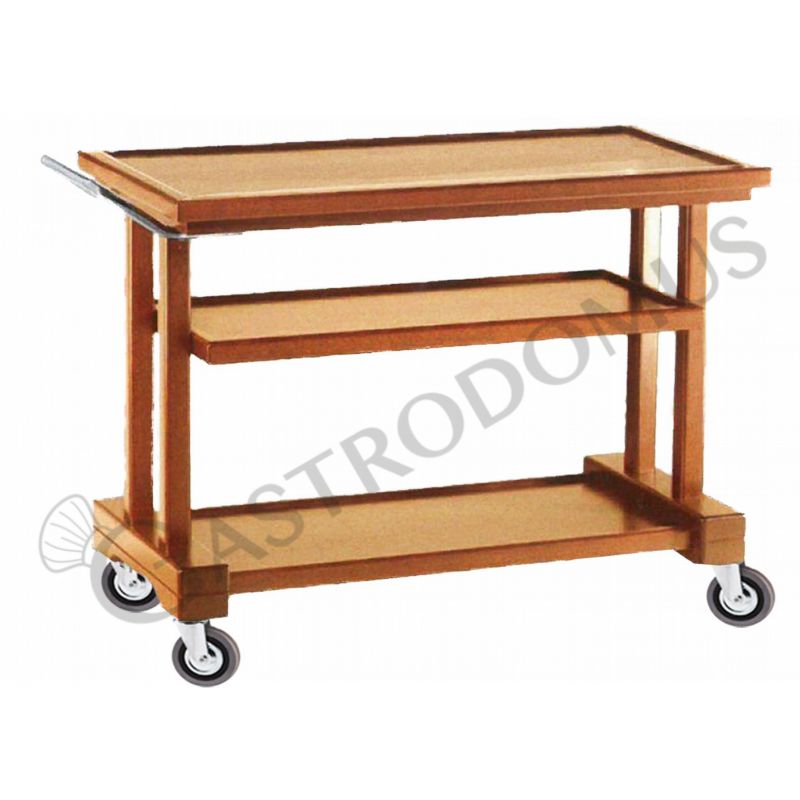 Carro de servicio de madera maciza, 3 pisos de madera contrachapada de abedul, L 810 mm x P 550 mm x A 820 mm