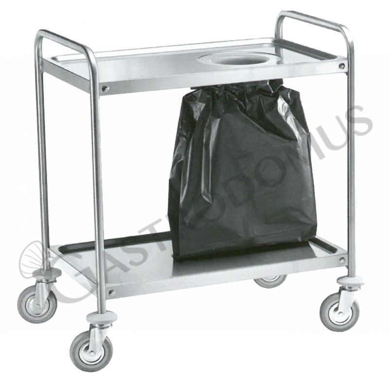 Carro de servicio y recogida de acero inoxidable con agujero L 900 mm x P 600 mm x A 940 mm
