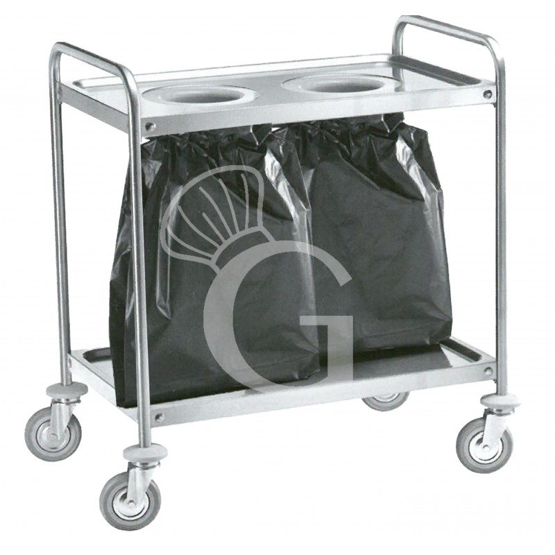 Carro de servicio y recogida de acero inoxidable con dos agujeros L 1100 mm x P 600 mm x A 940 mm