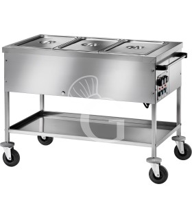 Carro térmico baño maría, temperatura diferenciada, para 3 cubetas GN1/1 - L 1170 mm x P 670 mm x A 850 mm