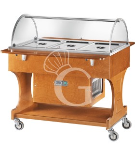 Carro refrigerado de madera con cúpula de plexiglás -5°C/+5°C - L 1110 mm x P 1120 mm x A 1250 mm