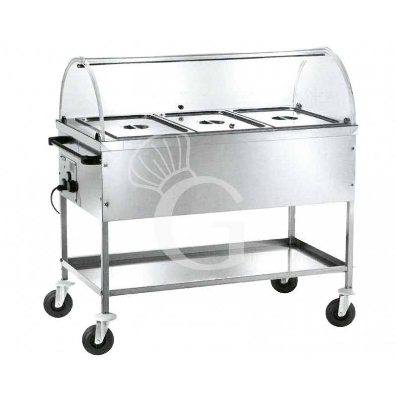 Carro térmico baño maría para 3 cubetas GN1/1 - L 1170 mm x P 670 mm x A 1140 mm