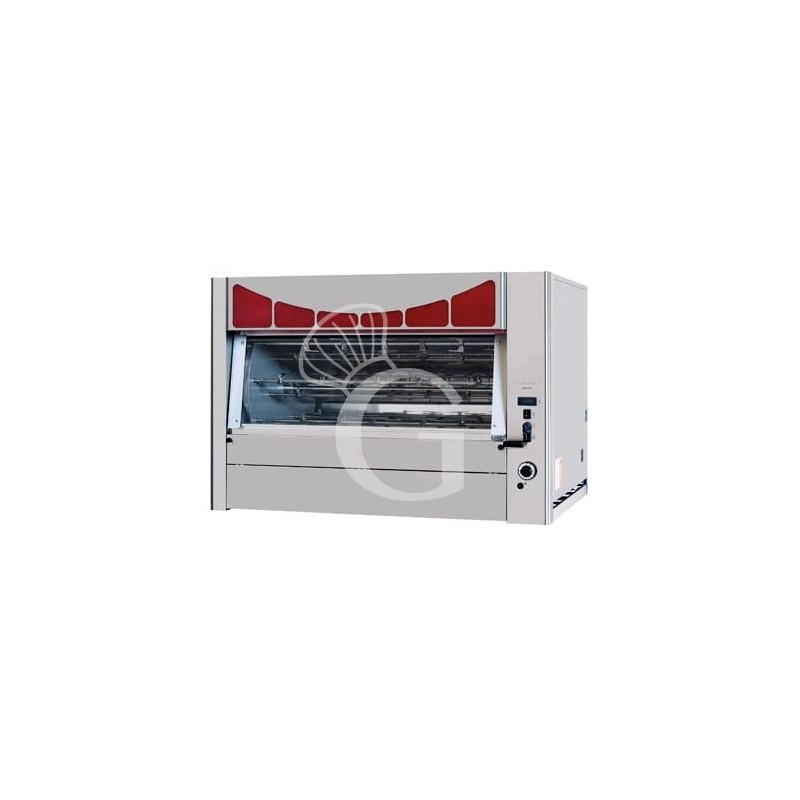 Asador de pollos planetario de gas L 1250 mm x P 1040 mm x A 980 mm, capacidad hasta 108 pollos