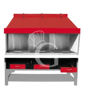 Barbacoa de carbón modular triple, Longitud 2200 mm