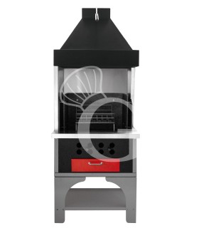Barbacoa modular, con dimensiones L 790 mm x P 670+300 mm x A 2400 mm